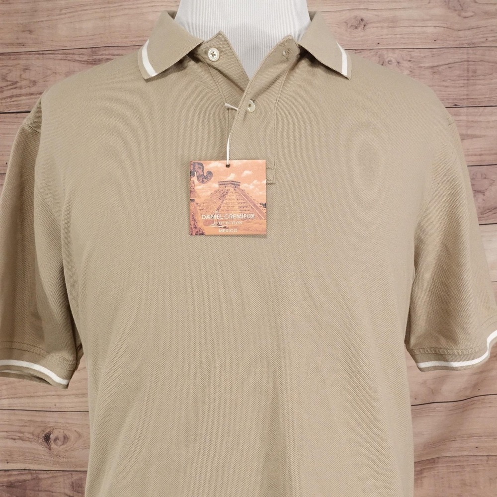 New! Daniel Cremieux Collection Polo Shirt Mens XL Beige 100% Cotton Collared